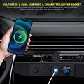 Pannello doppio con porte USB e presa accendisigari con voltmetro digitale per barche, camper e camion