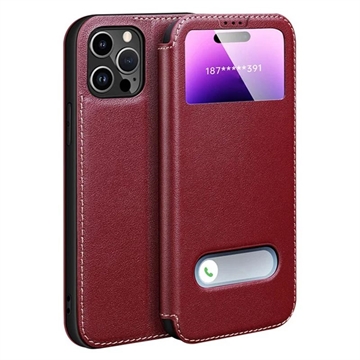 Custodia in pelle iPhone 16 Pro Max Dual View Flip - Rossa