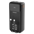 Dudao K15MAX 30000mAh Power Bank - 22.5W PD e QC a ricarica rapida, cavi USB-C e Lightning integrati - Nero