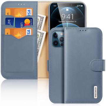 Custodia in pelle a portafoglio iPhone 12/12 Pro Dux Ducis Hivo - Baby Blue