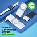 Stazione di ricarica wireless magnetica 3 in 1 Duzzona W19 da 15W - Compatibile con MagSafe - Bianca