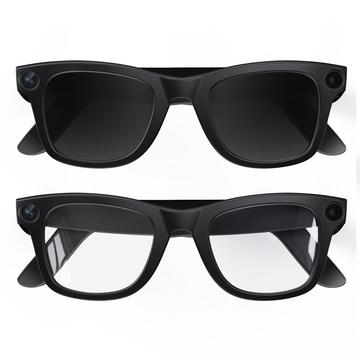 E02 Occhiali intelligenti AI con fotocamera, traduzione - 137mm - nero e lente anti-blu