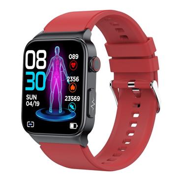 Smartwatch con Monitoraggio della Salute E500 - Cinturino in Silicone - Rosso