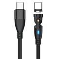 Cavo magnetico USB-C intrecciato in nylon E9 con rotazione a 540 gradi - 1m/60W - Nero