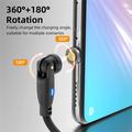 Cavo magnetico USB-C intrecciato in nylon E9 con rotazione a 540 gradi - 1m/60W - Nero