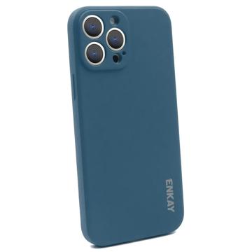 Custodia in silicone liquido Enkay per iPhone 14 Pro - Blu Scuro