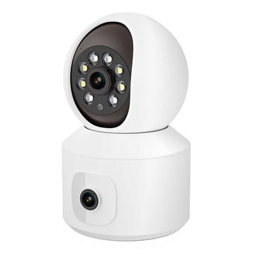 ESCAM QF010 Telecamera WiFi a doppio obiettivo con rilevamento del movimento 2x2MP Telecamera vocale bidirezionale Supporto archiviazione cloud - Spina UE