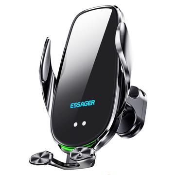 ESSAGER 15W Smart Car Wireless Charger Supporto per telefono del veicolo Supporto per telefono della presa d\'aria con luce ambientale