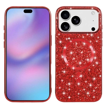 Custodia iPhone 17 Pro placcata glitter - Compatibile con MagSafe - Rossa