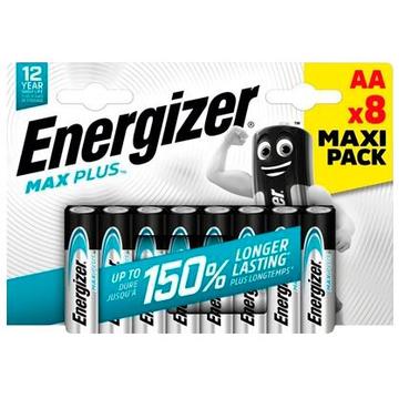 Pile alcaline Energizer Max Plus LR6/AA - 8 pezzi.