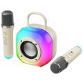 Altoparlante Bluetooth per karaoke Erazer K20 con 2 microfoni - Beige