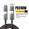 Cavo di ricarica rapida Essager 4 in 1 da 240W - da USB-A/USB-C a USB-C/Lightning - 0.25m - Grigio