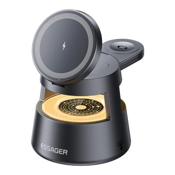Supporto di ricarica wireless magnetico 4-in-1 di Essager - 15W - Nero