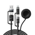 Cavo di ricarica rapida Essager 5 in 1 da 1m - USB-C, Lightning, USB-A, Apple Watch - Nero