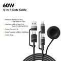 Cavo di ricarica rapida Essager 5 in 1 da 1m - USB-C, Lightning, USB-A, Apple Watch - Nero