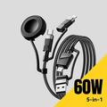 Cavo di ricarica rapida Essager 5 in 1 da 1m - USB-C, Lightning, USB-A, Apple Watch - Nero