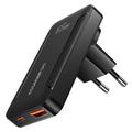 Caricabatterie rapido ultrasottile Essager da 65W con tecnologia GaN - 2x USB-C, USB-A - Nero