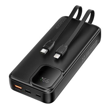 Essager Display digitale 20000mAh Power Bank con cavi Type-C e Lightning - 22.5W - Nero