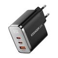 Caricabatterie da muro Essager ES-CD64 da 65W con tecnologia GaN - 3 porte - Nero