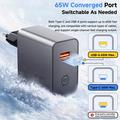 Caricabatterie da muro Essager ES-CD65 da 65W con tecnologia GaN - USB-C/USB-A - Nero