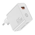 Caricabatterie da muro Essager ES-CD65 da 65W con tecnologia GaN - USB-C/USB-A - Bianco