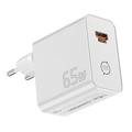 Caricabatterie da muro Essager ES-CD65 da 65W con tecnologia GaN - USB-C/USB-A - Bianco