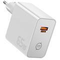 Caricabatterie da muro Essager ES-CD65 da 65W con tecnologia GaN - USB-C/USB-A - Bianco