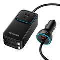 Caricabatterie da auto Essager F789 da 135W per sedile posteriore - 2 cavi USB-C, 4 ingressi USB-C e 2 ingressi USB-A - 1.5m - Nero
