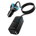 Caricabatterie da auto Essager F789 da 135W per sedile posteriore - 2 cavi USB-C, 4 ingressi USB-C e 2 ingressi USB-A - 1.5m - Nero
