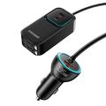 Caricabatterie da auto Essager F789 da 135W per sedile posteriore - 2 cavi USB-C, 4 ingressi USB-C e 2 ingressi USB-A - 1.5m - Nero