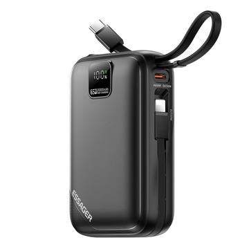Essager PD 65W Banca di potenza a ricarica rapida 20000mAh con cavi Lightning/USB-C - Nero
