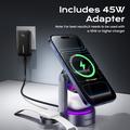 Caricabatterie wireless magnetico 3 in 1 Essager T50 Qi 2.2 - 25W - Grigio