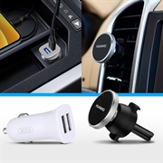 Kit da auto essenziale - Doppio caricatore USB e supporto magnetico per telefono