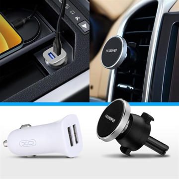 Kit da auto essenziale - Doppio caricatore USB e supporto magnetico per telefono