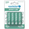 EverActive Infinity Line EVHRL6-1100 Batterie ricaricabili AA 1100mAh - 4 pezzi.