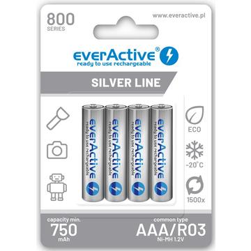 EverActive Silver Line EVHRL03-800 Batterie ricaricabili AAA 800mAh - 4 pezzi.