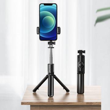 Bastone per selfie e treppiede Bluetooth estensibile con otturatore remoto - Nero