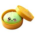 Giocattolo squishy dumpling con espressione degli occhi e cestello per cottura a vapore - Verde