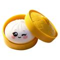 Giocattolo squishy dumpling con espressione degli occhi e cestello per cottura a vapore - Bianco