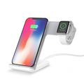 F11 2-in-1 Mobile Phone Smart Watch Wireless Charging Stand Qi Wireless Fast Charger per iPhone Samsung Apple Watch - Bianco