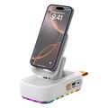 F15 Supporto per telefono pieghevole 3 in 1 con altoparlante Bluetooth e power bank da 1200mAh - Bianco