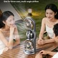 Ventilatore da tavolo F17 a 3 pale con rotazione a 360°, luce LED - Grigio