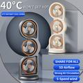 Ventilatore da tavolo F17 a 3 pale con rotazione a 360°, luce LED - Grigio