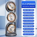 Ventilatore da tavolo F17 a 3 pale con rotazione a 360°, luce LED - Grigio