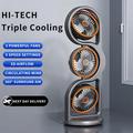 Ventilatore da tavolo F17 a 3 pale con rotazione a 360°, luce LED - Grigio