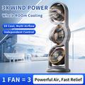 Ventilatore da tavolo F17 a 3 pale con rotazione a 360°, luce LED - Grigio