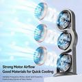 Ventilatore da tavolo F17 a 3 pale con rotazione a 360°, luce LED - Grigio