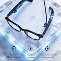Occhiali intelligenti F70 AI con traduzione in tempo reale, comando touch e protezione dai raggi UV - Nero / Anti-luce blu