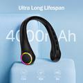Ventilatore da collo senza pale F8 con luce ambientale - Batteria da 4000mAh, 3 velocità e ricarica USB-C