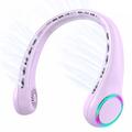 Ventilatore da collo senza pale F8 con luce ambientale - Batteria da 4000mAh, 3 velocità e ricarica USB-C - Viola